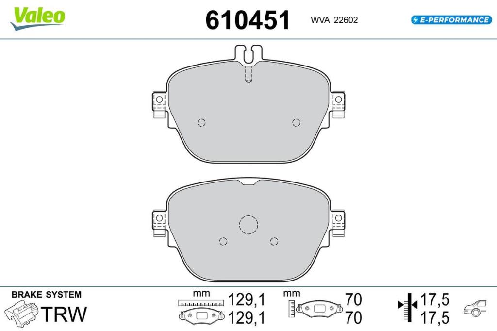 Jogo de 4 pastilhas de travão VALEO ref. 610451